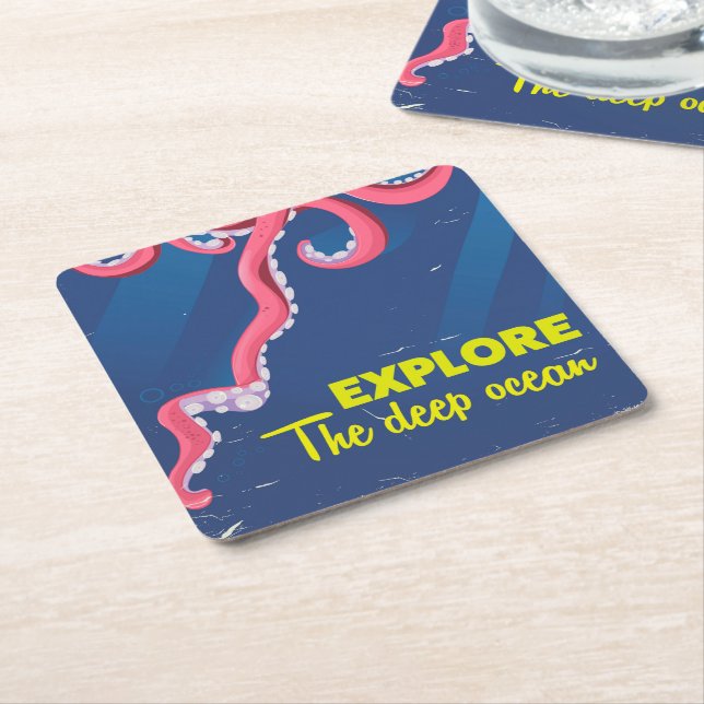 Explore the Deep Ocean Square Paper Coaster (Angled)