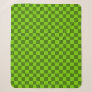 Explore the Elegance of Green Chequerboard Pattern Sherpa Blanket