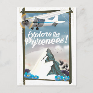 Explore the Pyrenees European mountains. Postcard