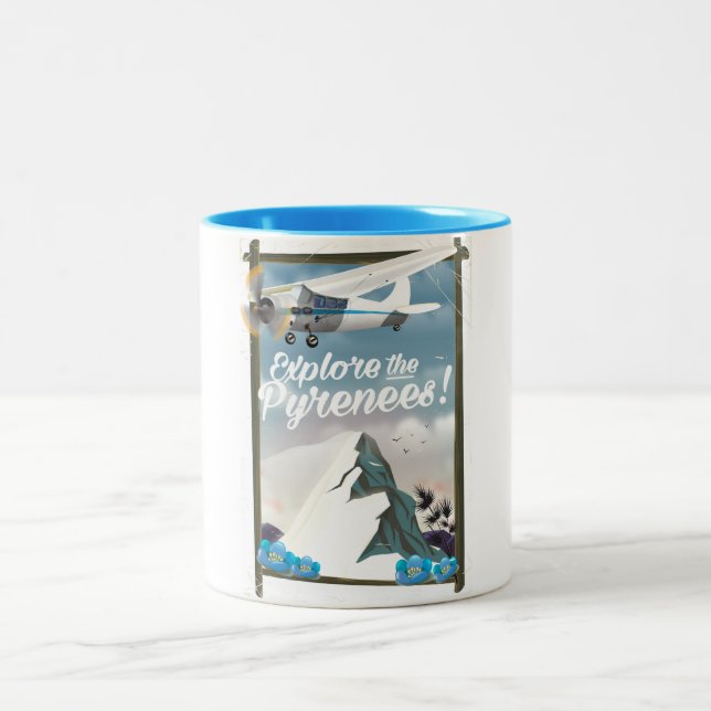 Explore the Pyrenees European mountains. Two-Tone Coffee Mug (Center)