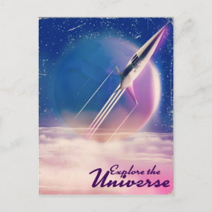 Explore the Universe Vintage space poster Postcard
