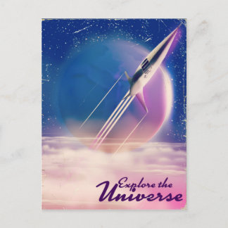 Explore the Universe Vintage space poster Postcard
