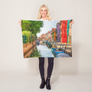 Explore the Vibrant Charm of Burano Fleece Blanket