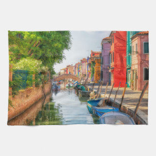 Explore the Vibrant Charm of Burano Tea Towel