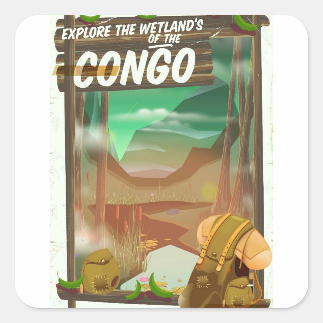 Explore the Wetlands of the Congo Square Sticker (Front)