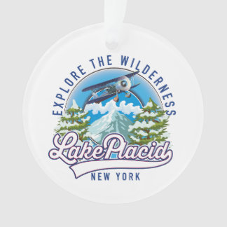 Explore the wilderness, lake placid button ornament