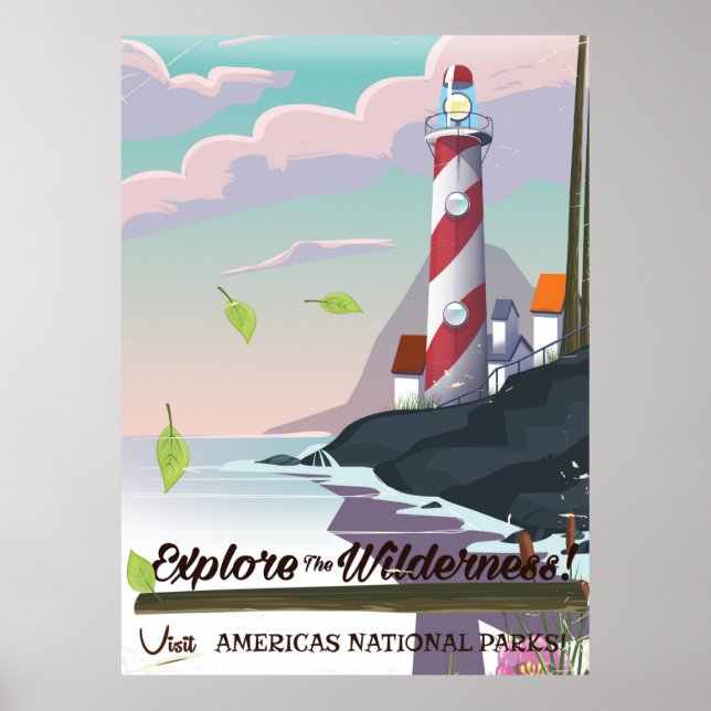 Explore the wilderness lightouse poster (Front)
