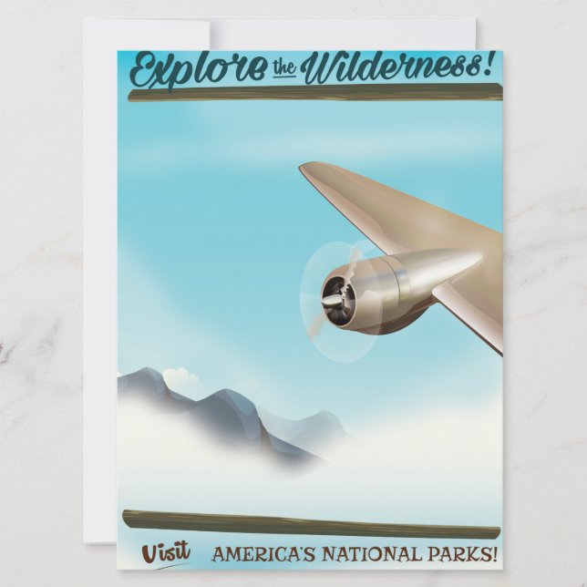 Explore the Wilderness Vintage Aircraft. Invitation (Front)