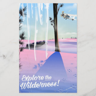 Explore the wilderness! Winter animal prints Stationery