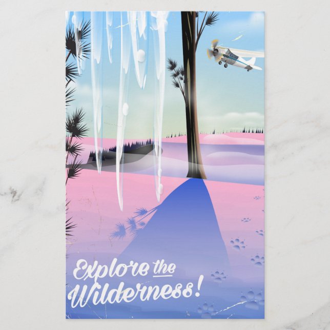 Explore the wilderness! Winter animal prints Stationery (Front)