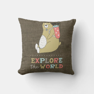 Explore the World Boho Bear Kids Cushion