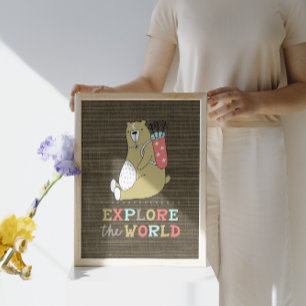 Explore the World Boho Bear Kids  Poster