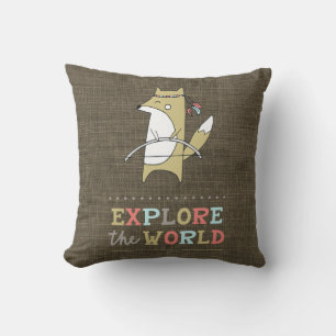 Explore the World Boho Fox Kids Cushion