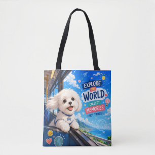 Explore the World – Happy Anime Maltese Travel Tote Bag