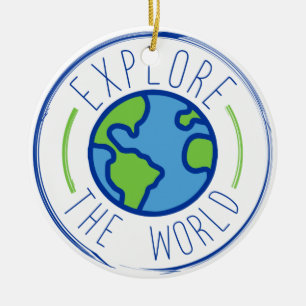 explore the world travel sticker ceramic tree decoration