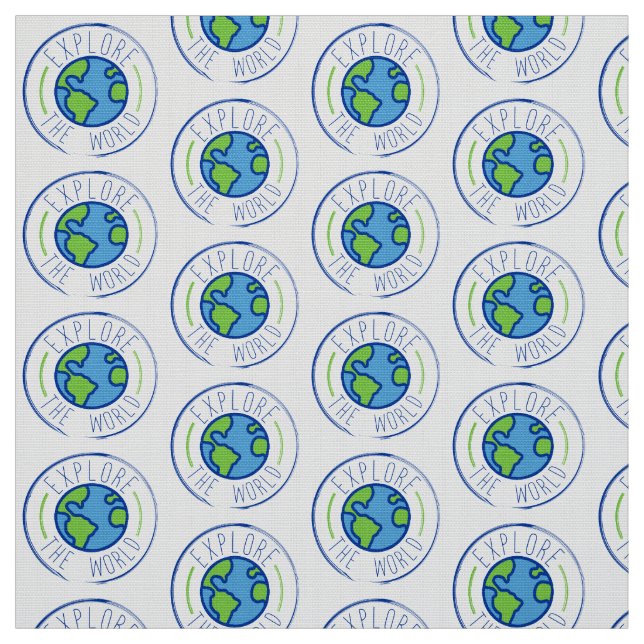 explore the world travel sticker fabric (Swatch)