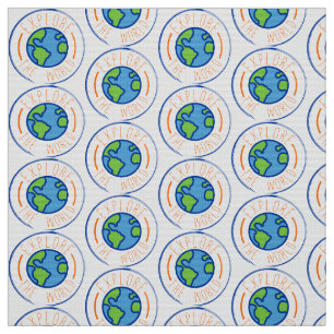 Explore the world travel sticker fabric