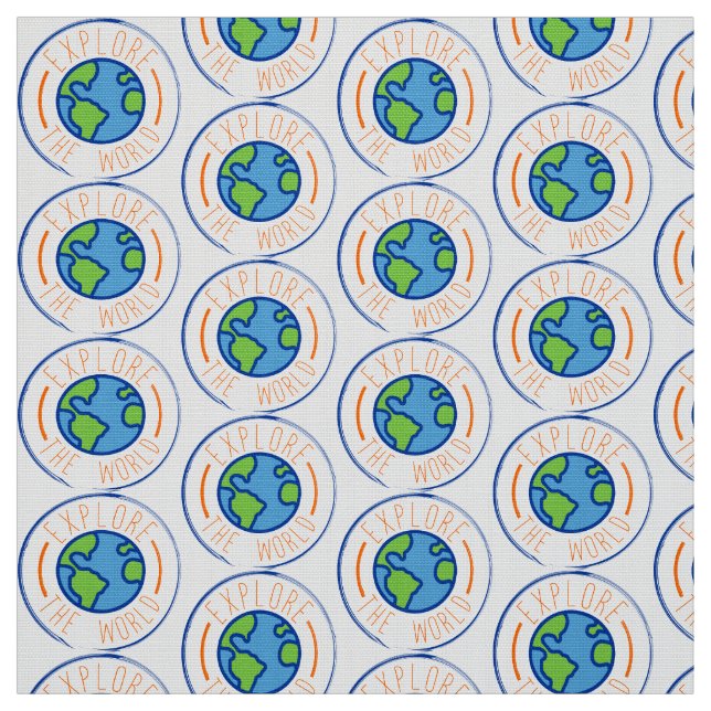 Explore the world travel sticker fabric (Swatch)