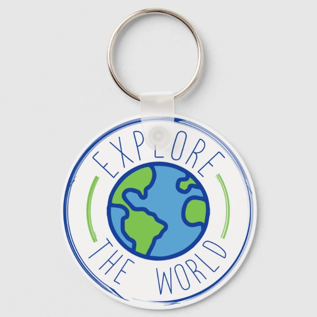 explore the world travel sticker key ring (Front)