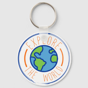 Explore the world travel sticker key ring