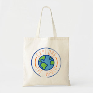 Explore the world travel sticker tote bag