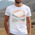 Explore Travel Adventure Landscape Graphic T-Shirt<br><div class="desc">A graphic t-shirt for travel and adventure enthusiasts. This shirt reads “explore” with an Asian mountain landscape graphic.</div>