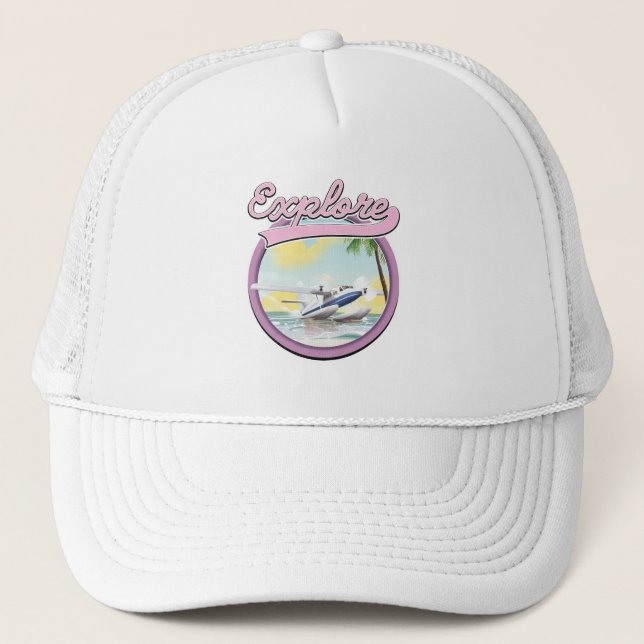 Explore travel logo trucker hat (Front)