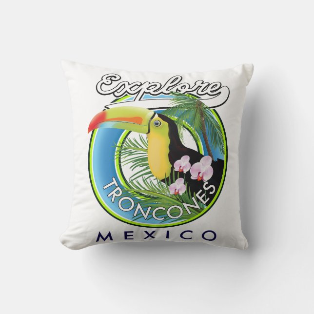 Explore Troncones Mexico retro logo Cushion (Front)