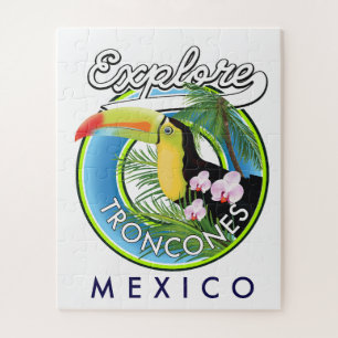 Explore Troncones Mexico retro logo Jigsaw Puzzle
