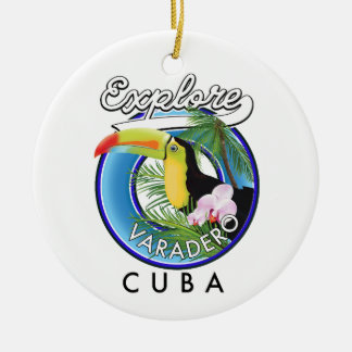 Explore Varadero Cuba travel logo Ceramic Tree Decoration