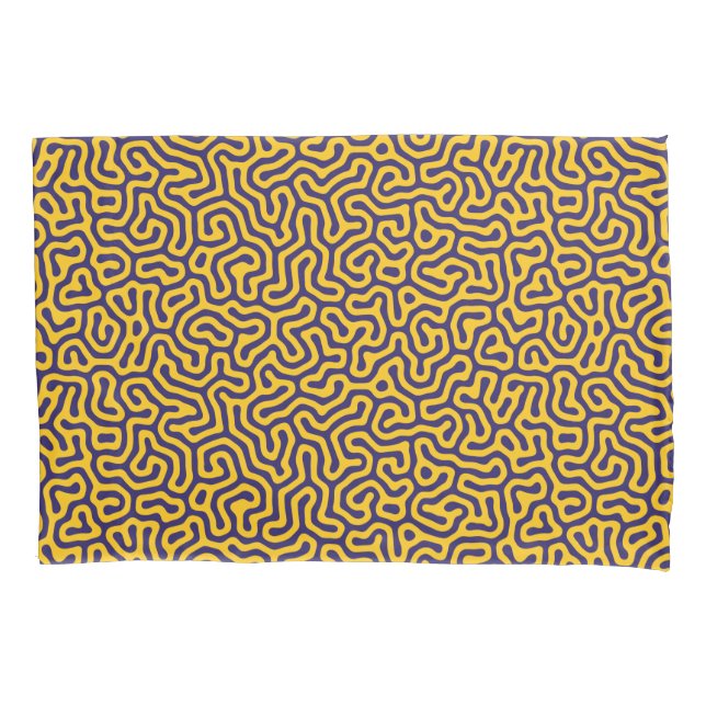 Explore Vibrant Abstract Patterns in Dark Purple Pillowcase (Front-Left)