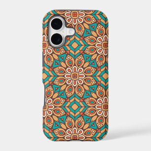 Explore Vibrant Floral Motifs in Geometric Pattern