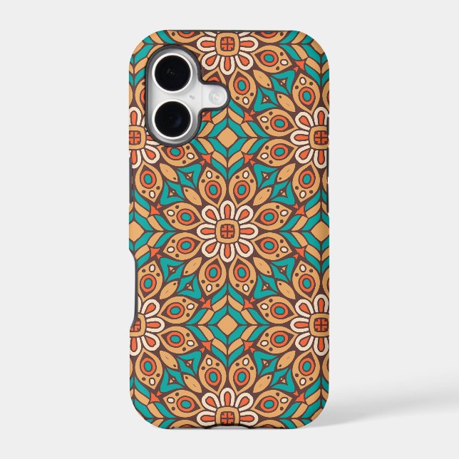 Explore Vibrant Floral Motifs in Geometric Pattern (Back)