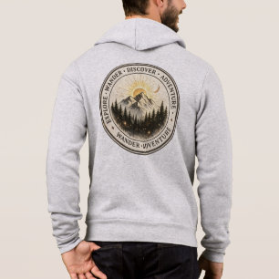 Explore Wander Discover Back Print Mountain Zip Hoodie