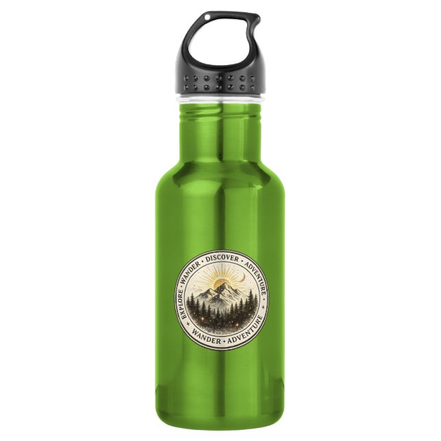 Explore Wander Discover Green Mountain Water  532 Ml Water Bottle (Front)