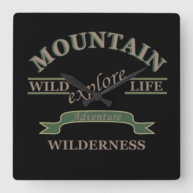 Explore wild life mountain wilderness square wall clock (Front)