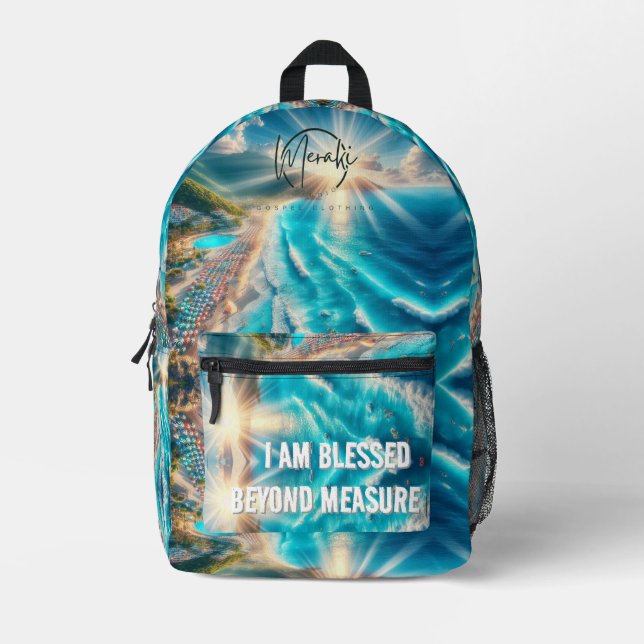 Explore with Confidence: I Am Blessed Stylish Back Printed Backpack (Front)
