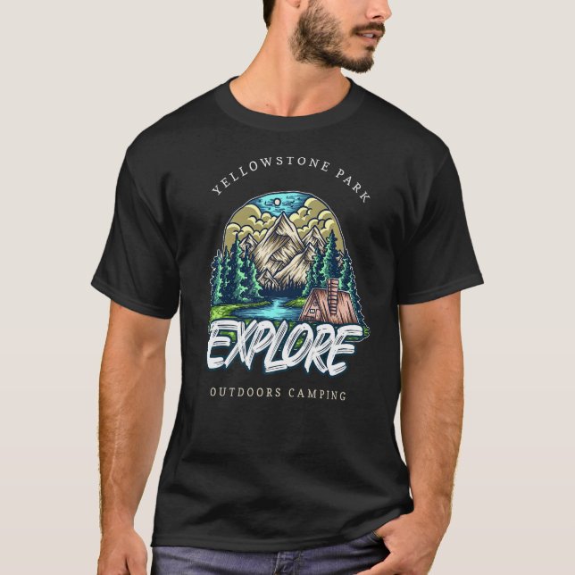 Explore Yellowstone National Park Geographic Campi T-Shirt (Front)