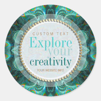Explore Your Creativity Teal Fractals Sticker