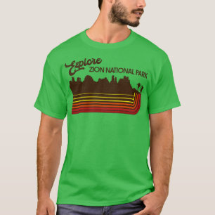Explore Zion National Park Retro 70s80s Stripe T-Shirt
