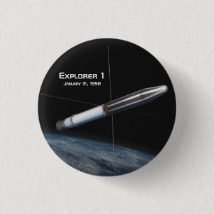 Explorer 1 Earth Satellite 3 Cm Round Badge
