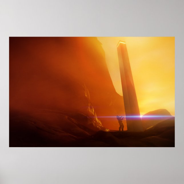 explorer at monolith science fiction art poster (Front)