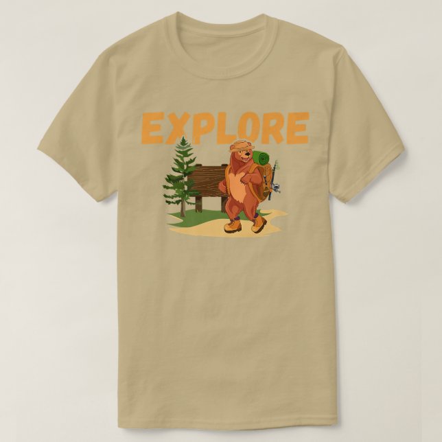 Explorer Backpacking Hiking Bear Lover Premium  T-Shirt (Design Front)