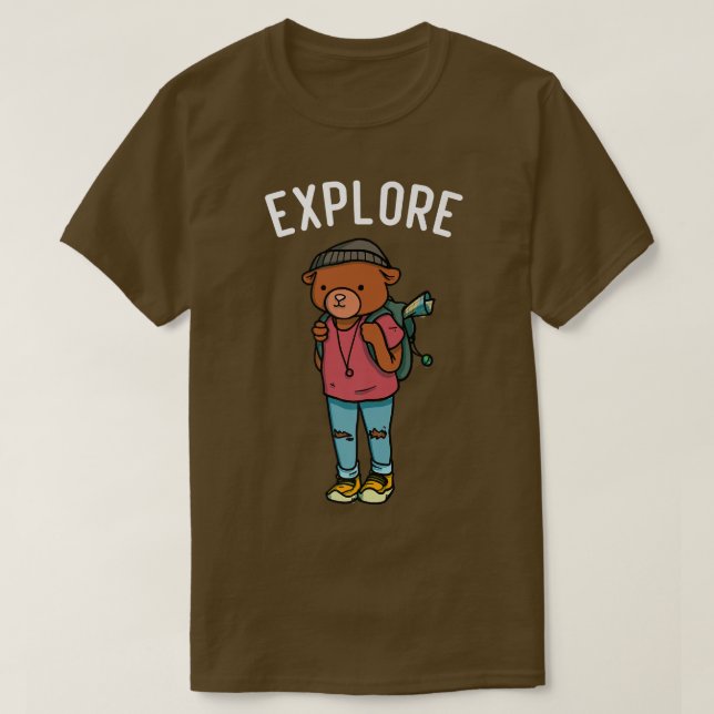 Explorer Backpacking Hiking Bear Premium  T-Shirt (Design Front)