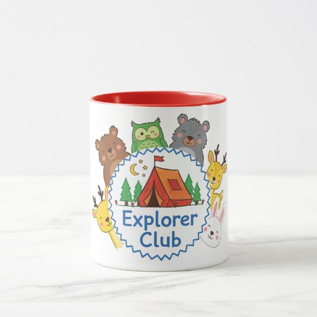 Explorer Club Kids Camping Animal Art Mug (Center)
