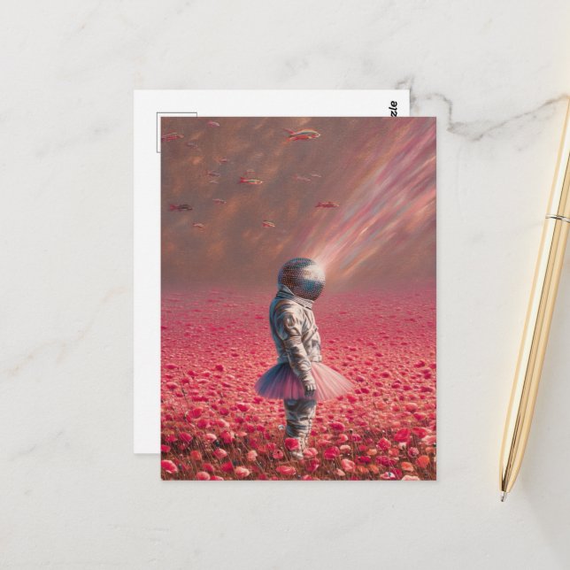 Explorer in the Flowers With Flying Fish Postcard (Front/Back In Situ)