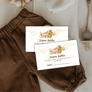 Explorer Map Airplane Diaper Raffle Baby Shower  Enclosure Card