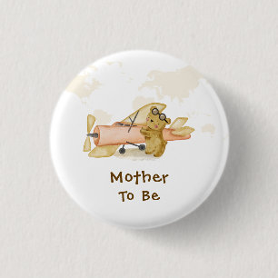 Explorer Map Airplane Mother To Be Baby Shower 3 Cm Round Badge