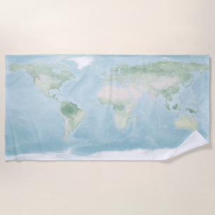 Explorer Map of the Earth's Surface Beach Towel
