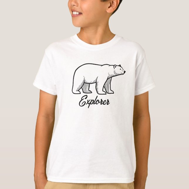 Explorer polar bear T-Shirt – Minimalist design (Front)